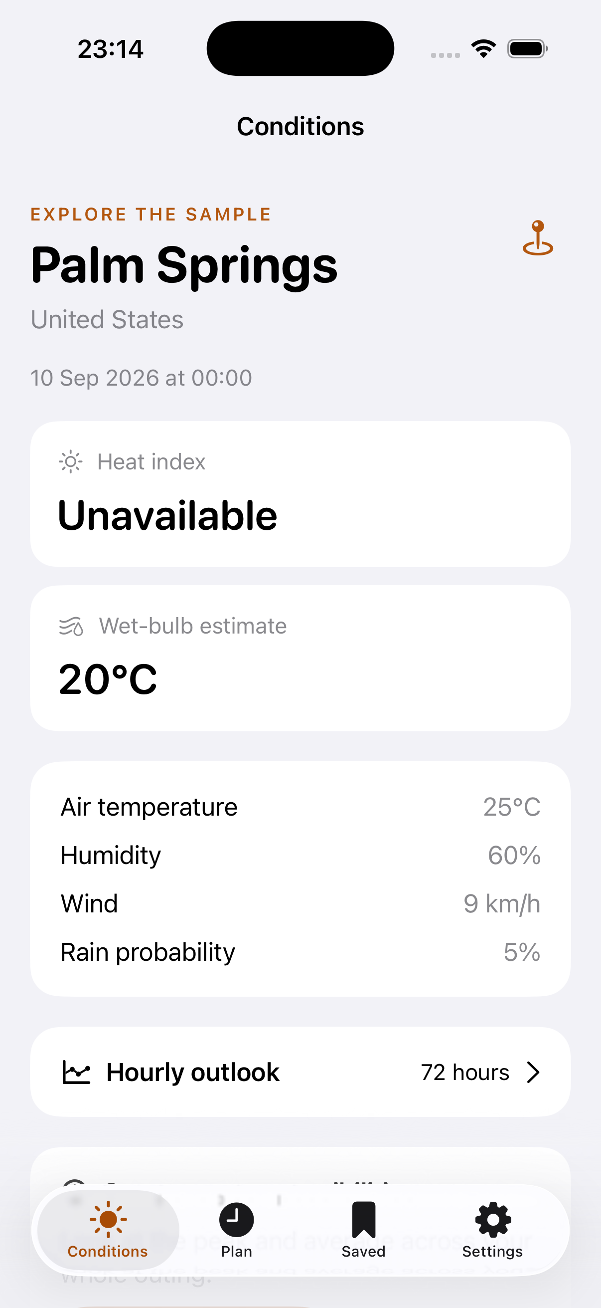 Heat Planner Pro illustrative sample screen